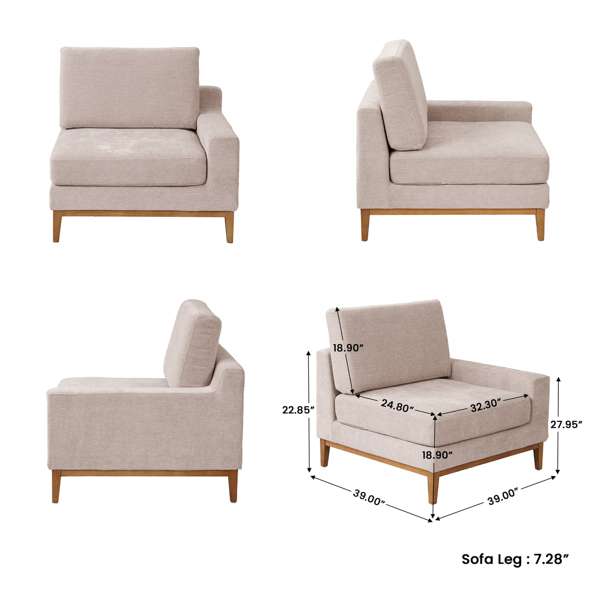 Modern Linen-Look L-Shaped Sectional