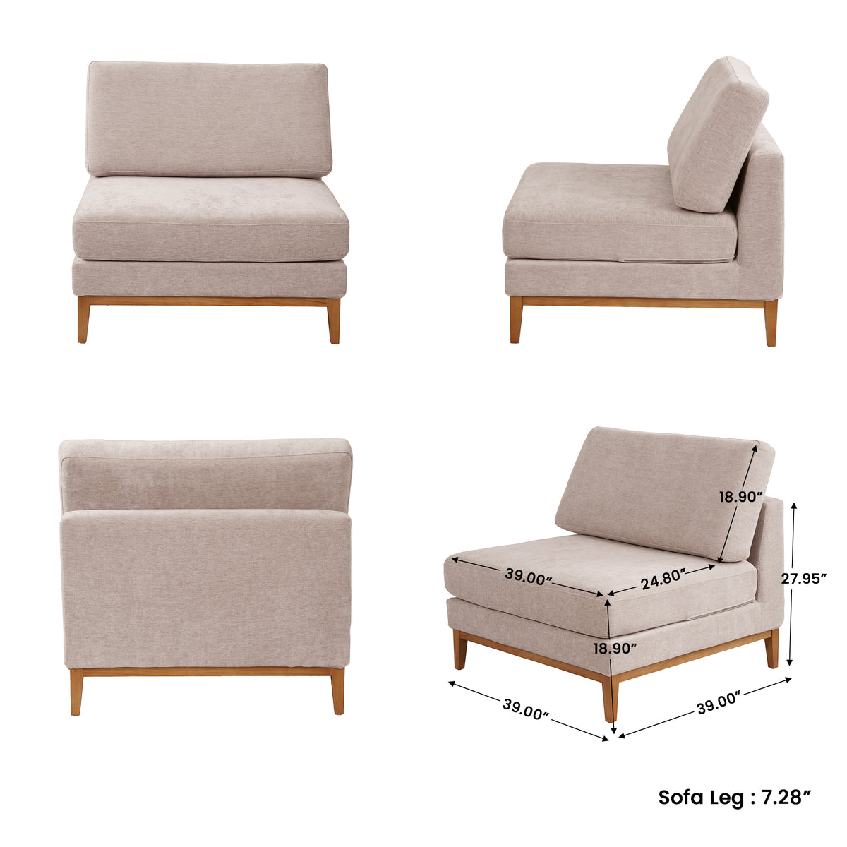 Modern Linen-Look L-Shaped Sectional