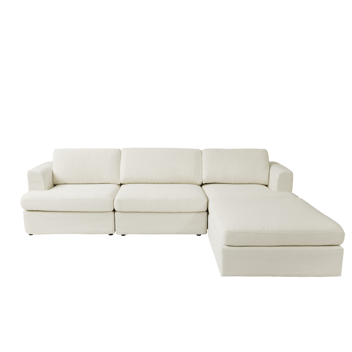 Modern Bouclé L-Shaped Sectional with Reversible Chaise