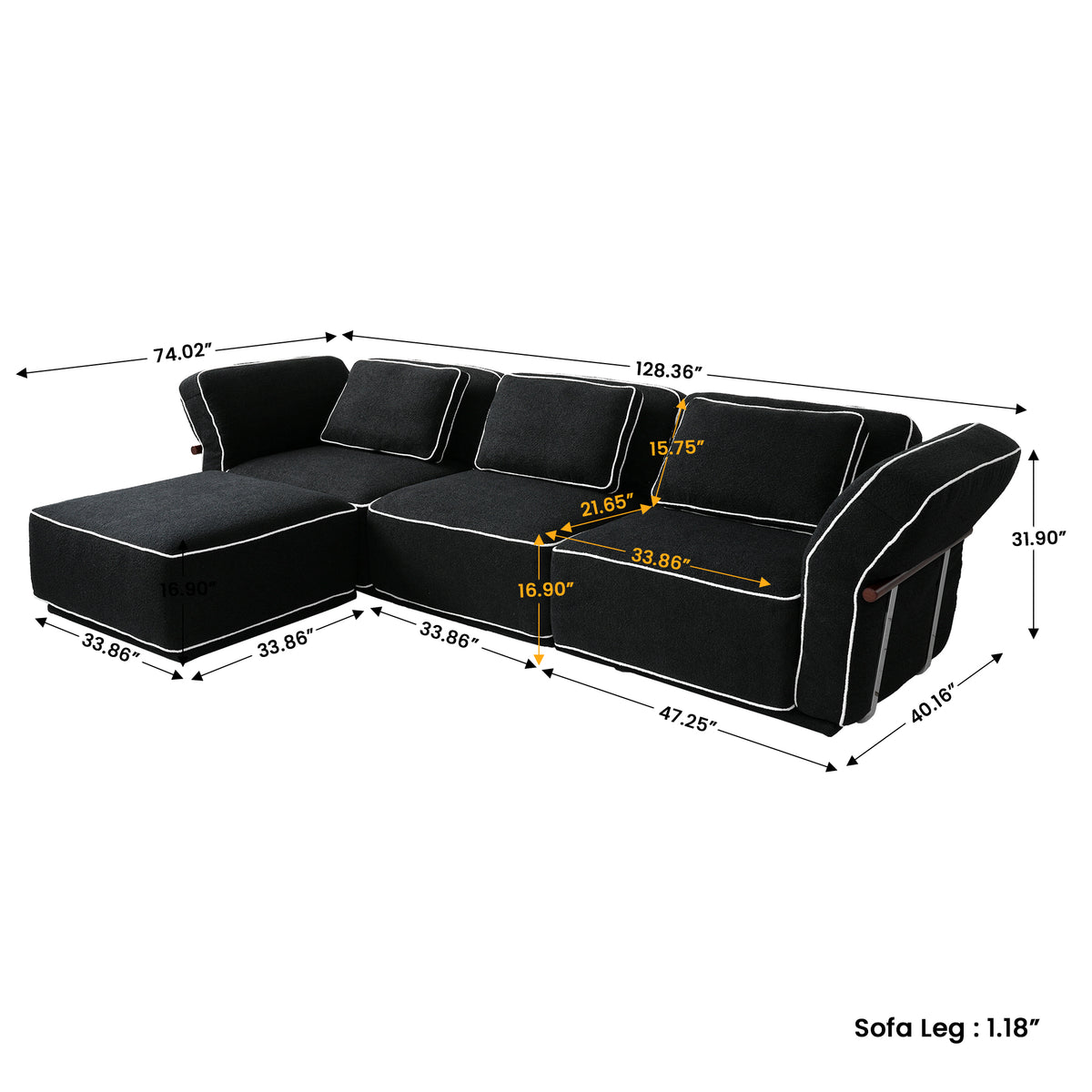 Modern Bouclé Modular Sectional with Reversible Chaise