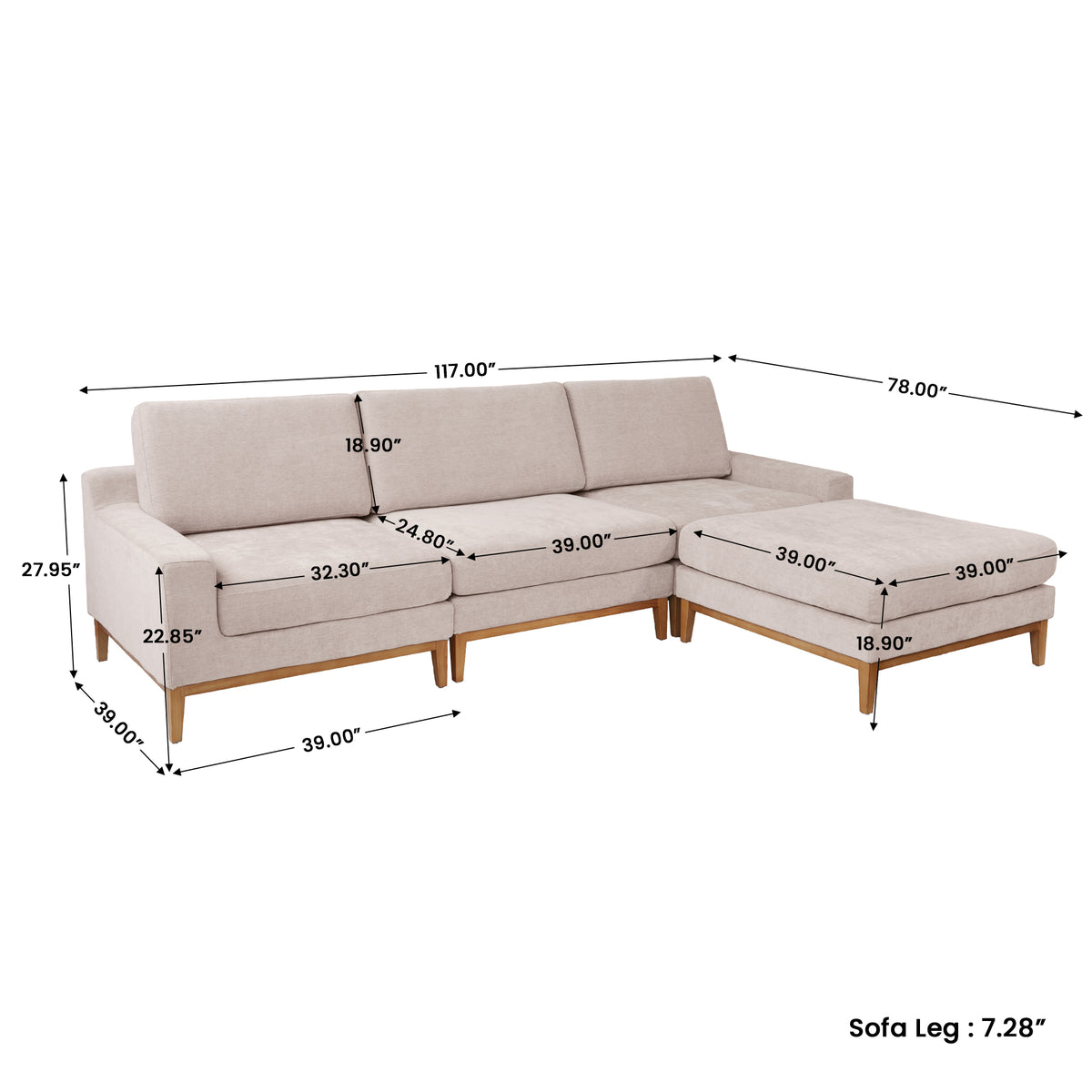 Modern Linen-Look L-Shaped Sectional