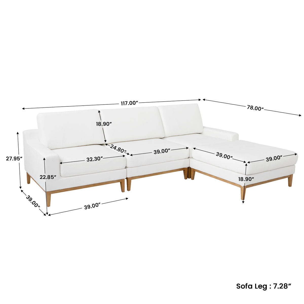 Modern Linen-Look L-Shaped Sectional