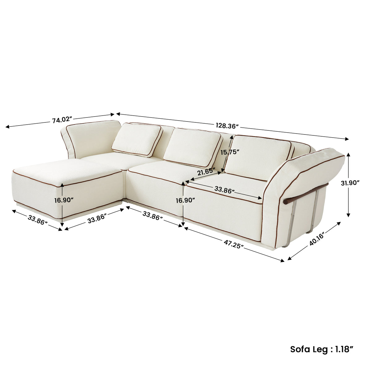 Modern Bouclé Modular Sectional with Reversible Chaise