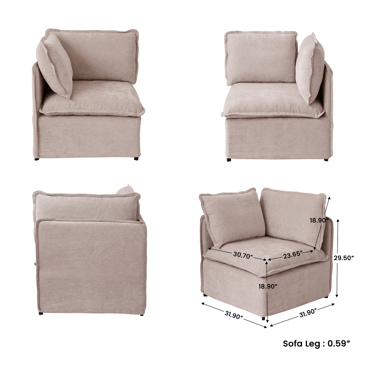 Modern Linen-Look Modular Sectional with Reversible Chaise
