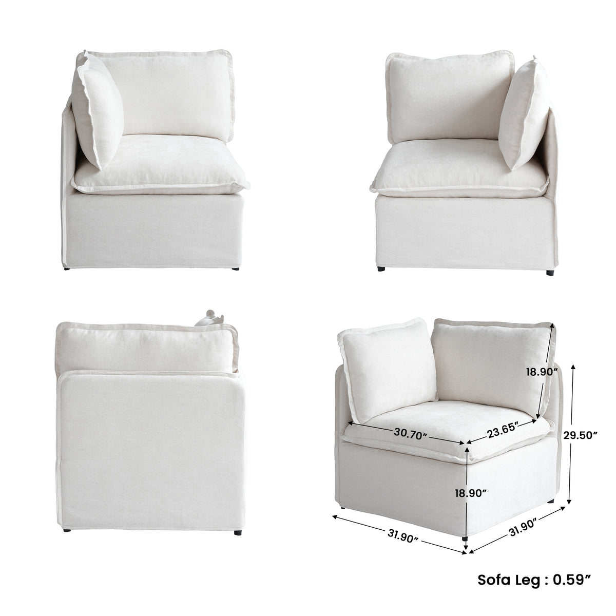 Modern Linen-Look Modular Sectional with Reversible Chaise