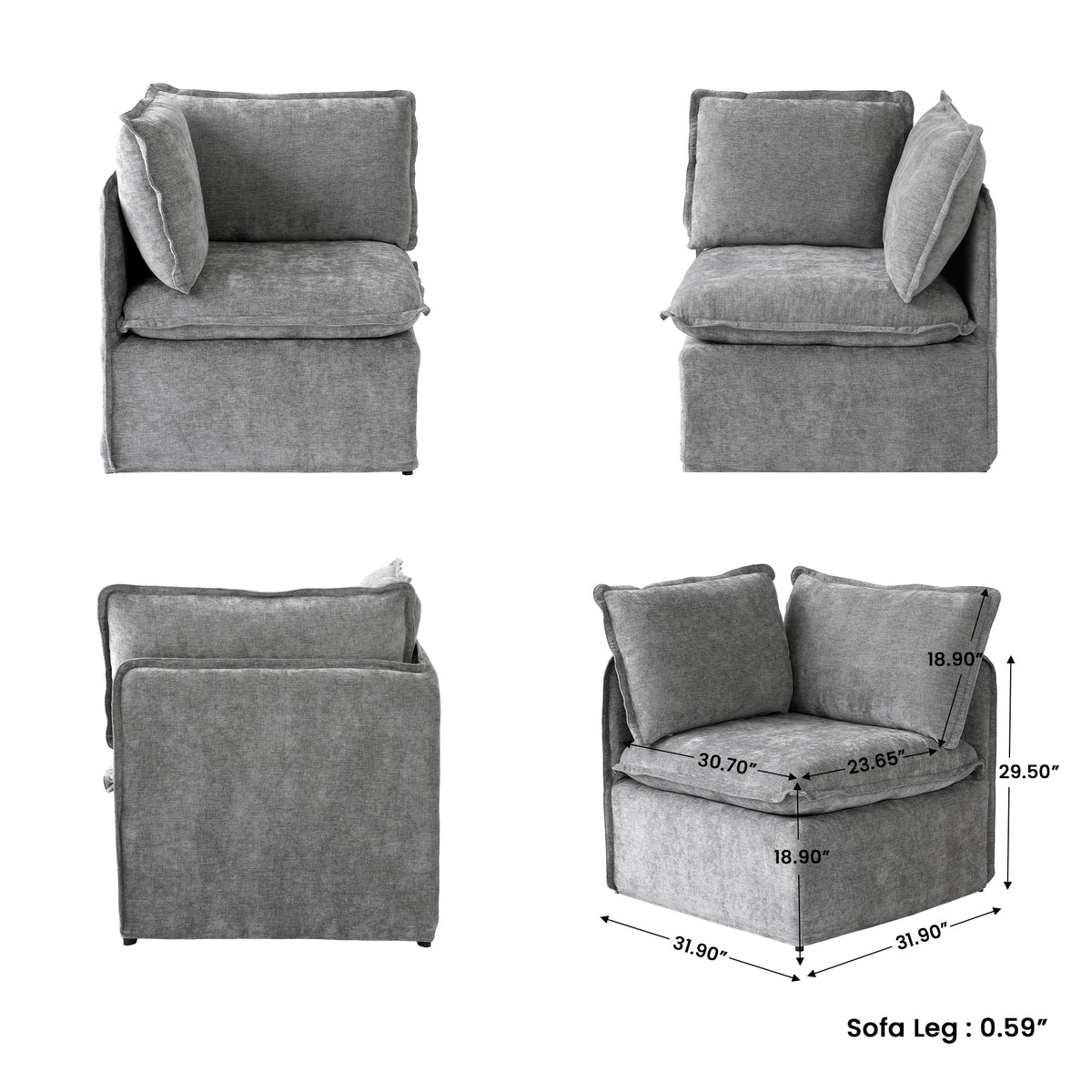 Modern Linen-Look Modular Sectional with Reversible Chaise