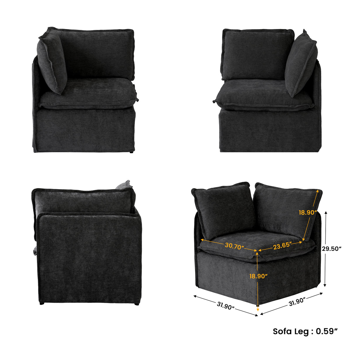 Modern Linen-Look Modular Sectional with Reversible Chaise