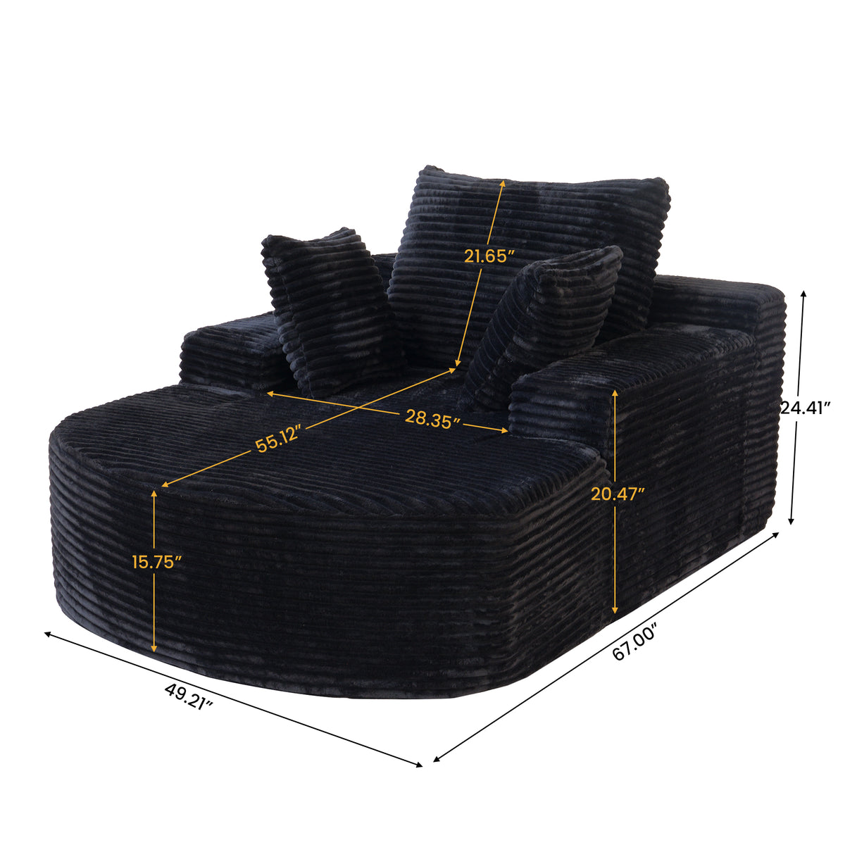 Corduroy Chaise Lounge Accent Chair with Dual Armrests
