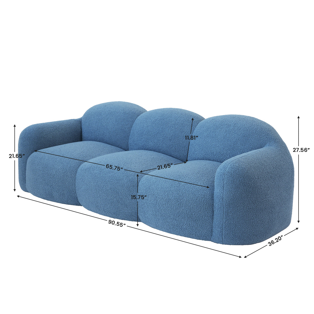 Cloud Teddy Sofa, White, Pink, Blue or Black