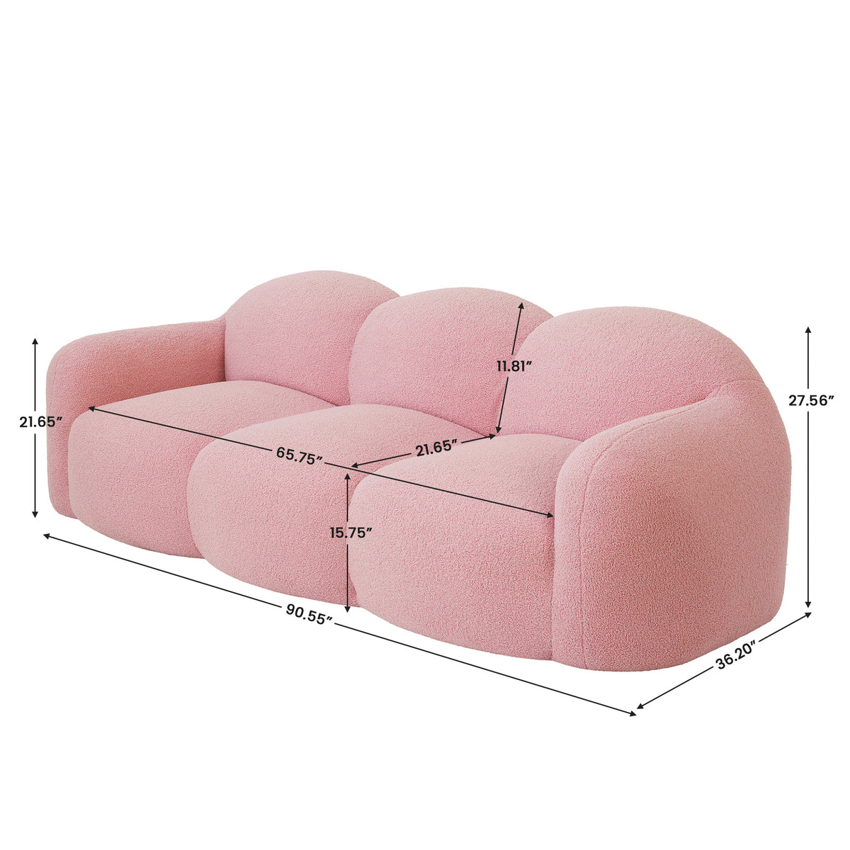 Cloud Teddy Sofa, White, Pink, Blue or Black