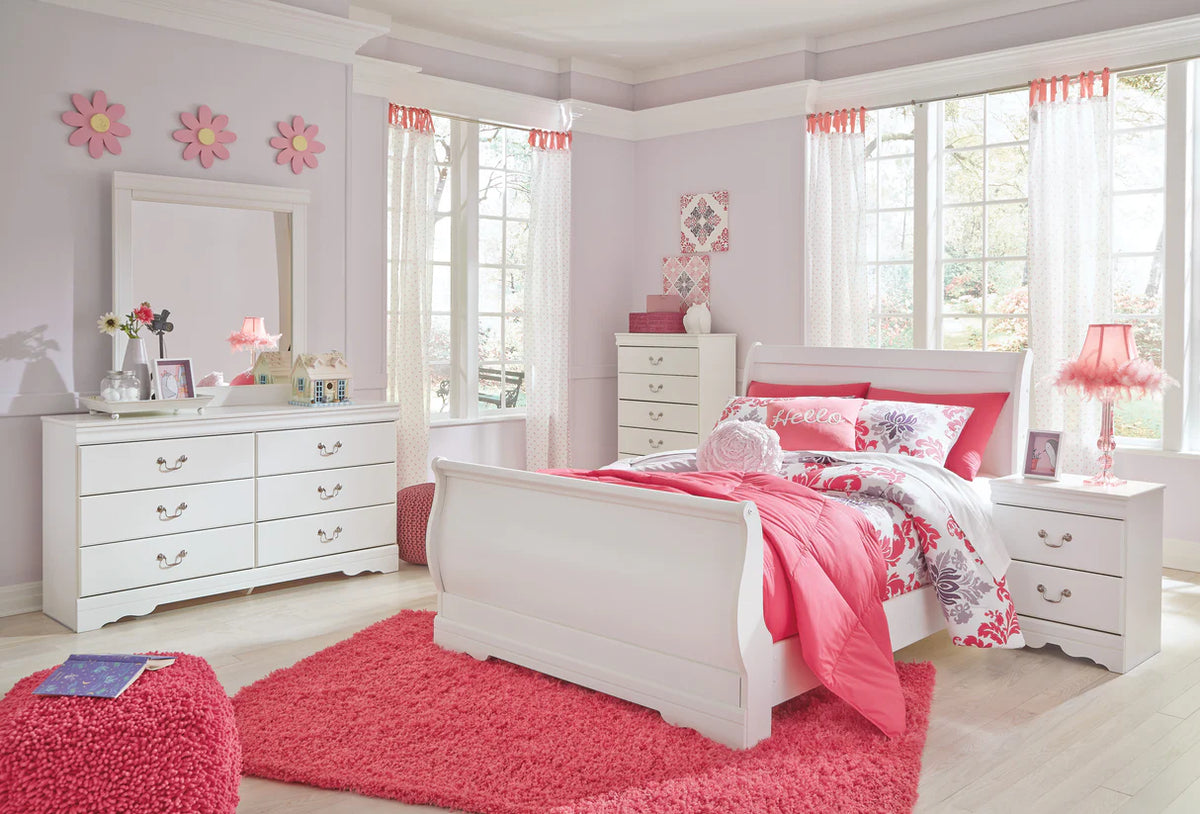 Anarasia White Youth Sleigh Bedroom Set