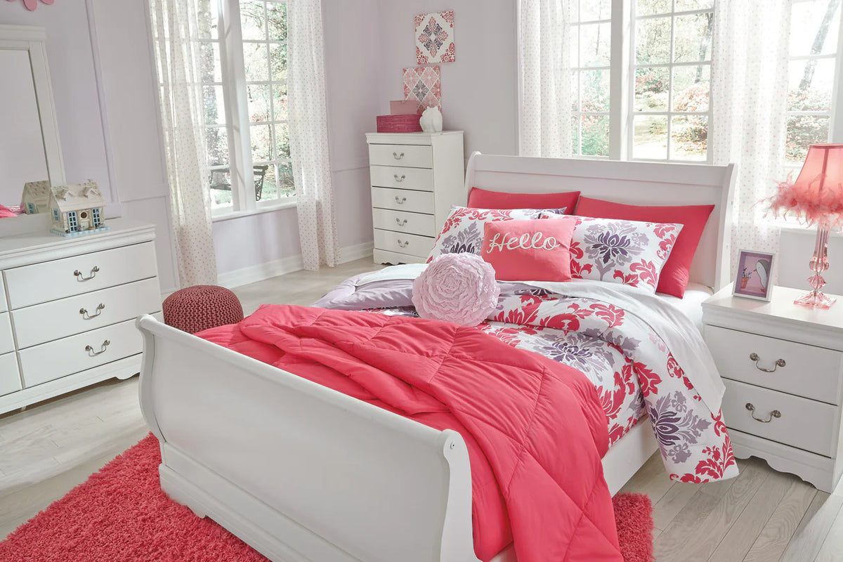 Anarasia White Youth Sleigh Bedroom Set
