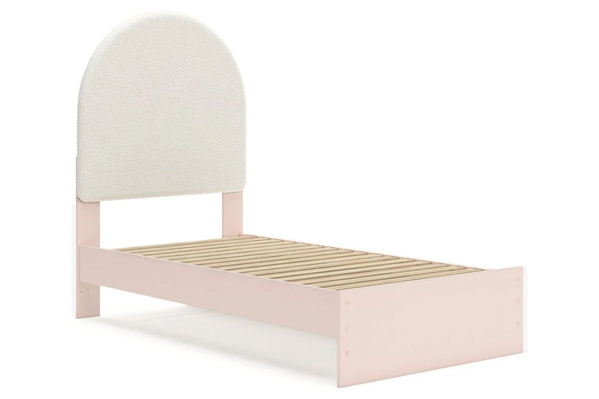 Wistenpine Blush Upholstered Youth Storage Platform Bedroom Set with 2 Drawers