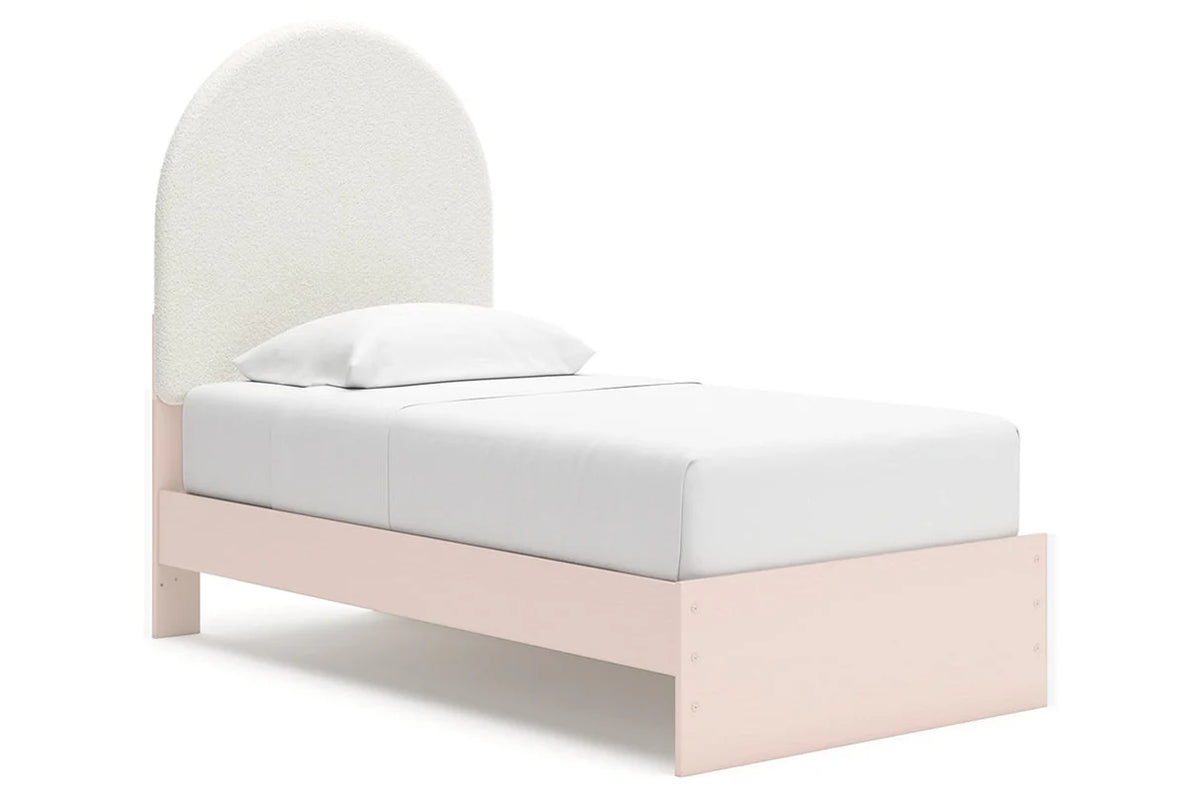 Wistenpine Blush Upholstered Youth Storage Platform Bedroom Set with 2 Drawers