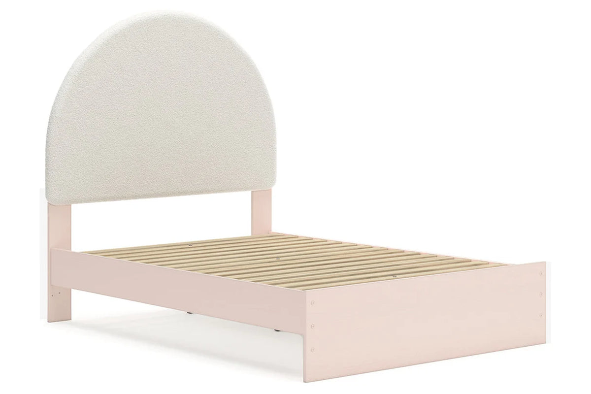 Wistenpine Blush Upholstered Youth Storage Platform Bedroom Set with 2 Drawers