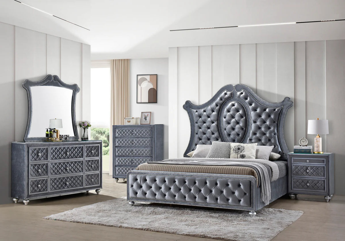 Juego de dormitorio Cameo con panel tapizado