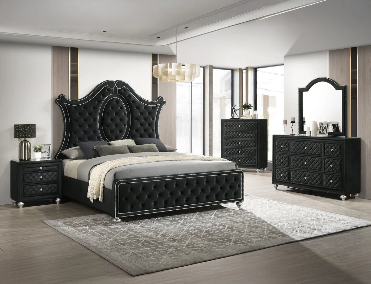 Juego de dormitorio Cameo con panel tapizado