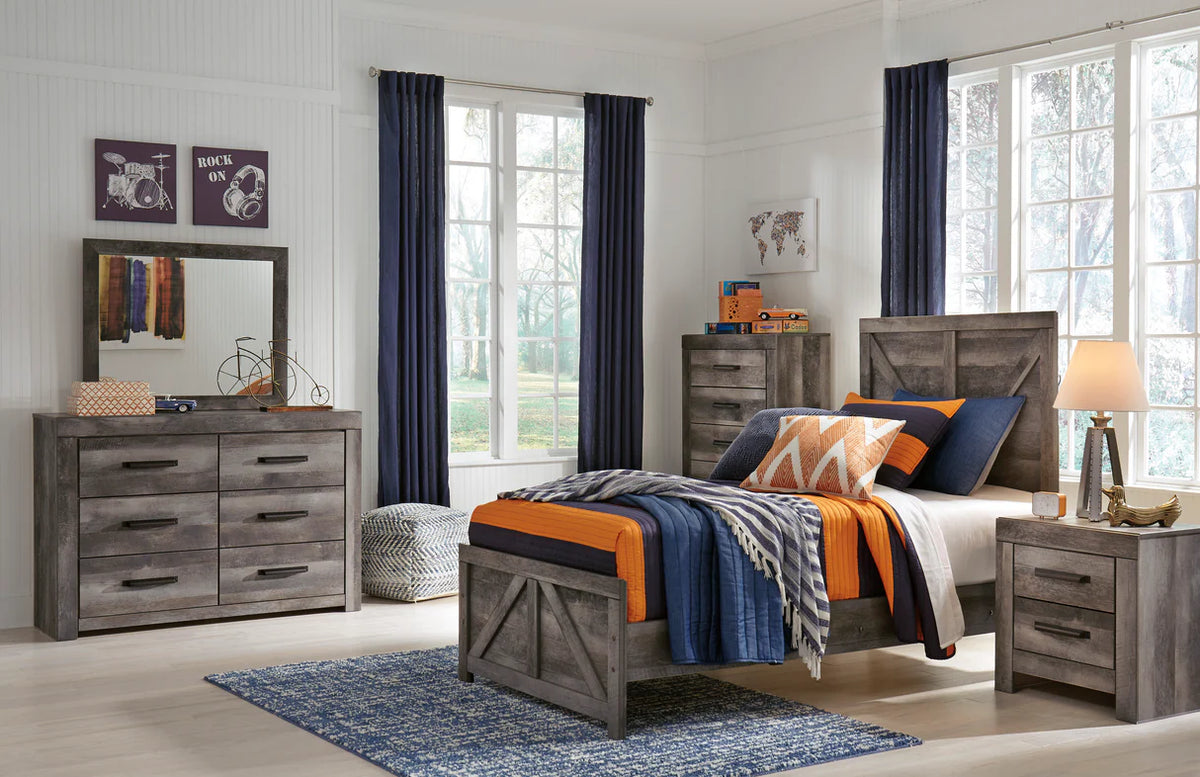 Wynnlow Gray Crossbuck Youth Panel Bedroom Set