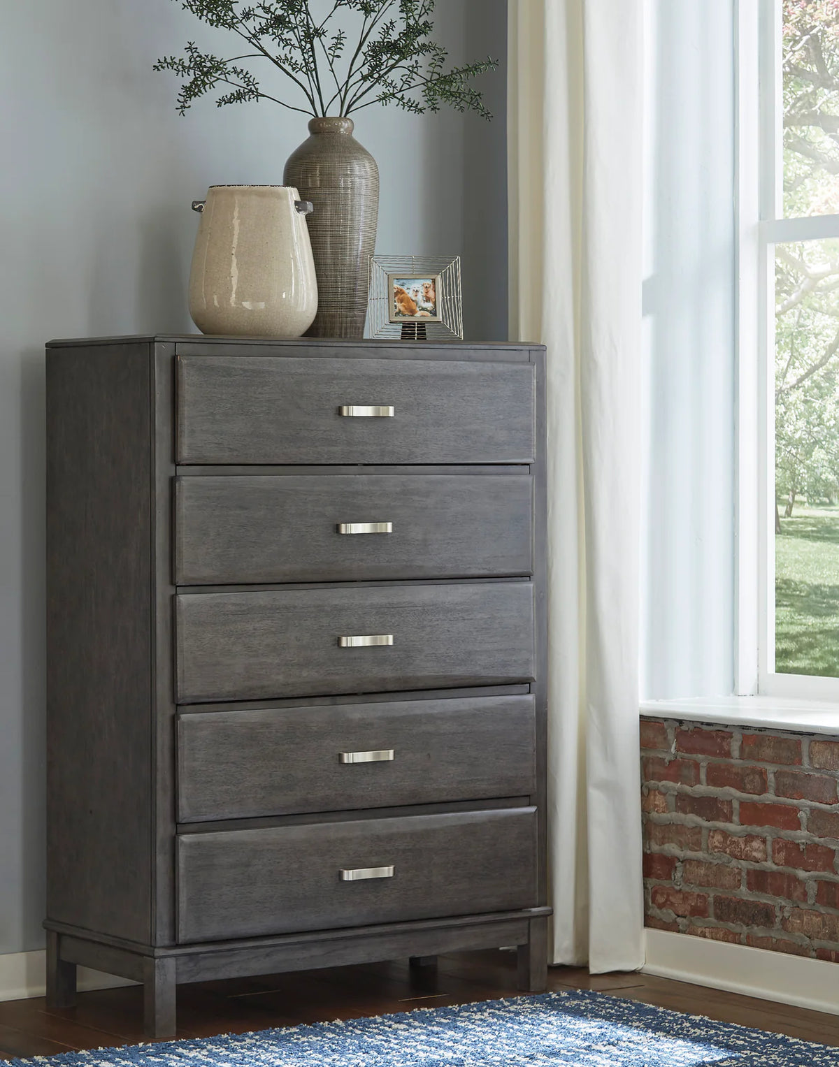 Caitbrook Gray Bookcase Storage Youth Platform Bedroom Set