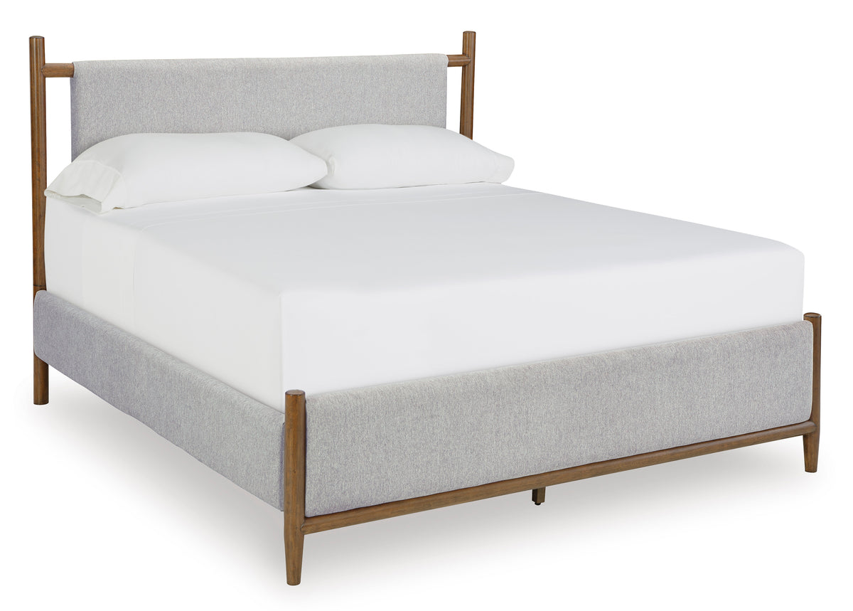 Lyncott Brown Queen Upholstered Panel Bed