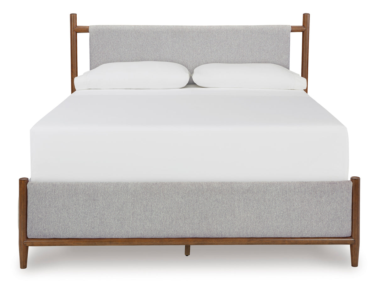 Lyncott Brown Queen Upholstered Panel Bed
