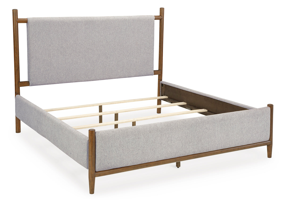 Lyncott Brown Queen Upholstered Panel Bed