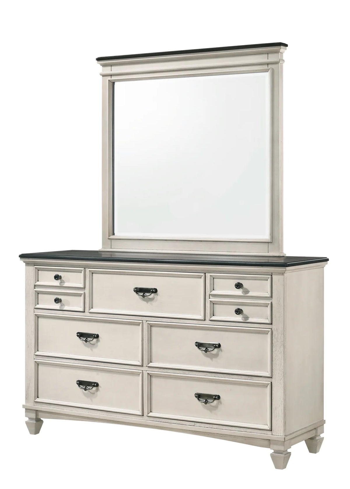 Sawyer Antique White/Brown Panel Bedroom Set
