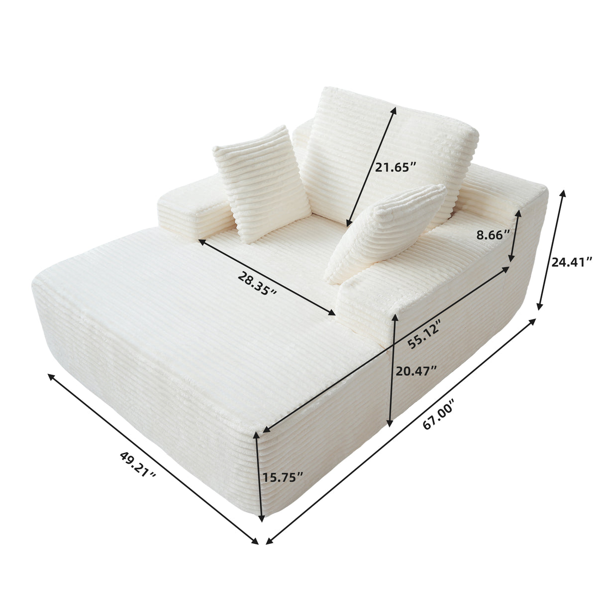 Corduroy Chaise Lounge Chair with Pillows