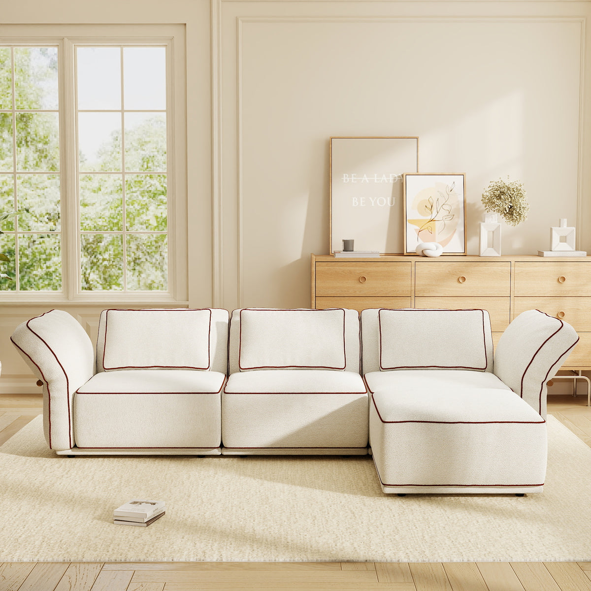 Modern Bouclé Modular Sectional with Reversible Chaise