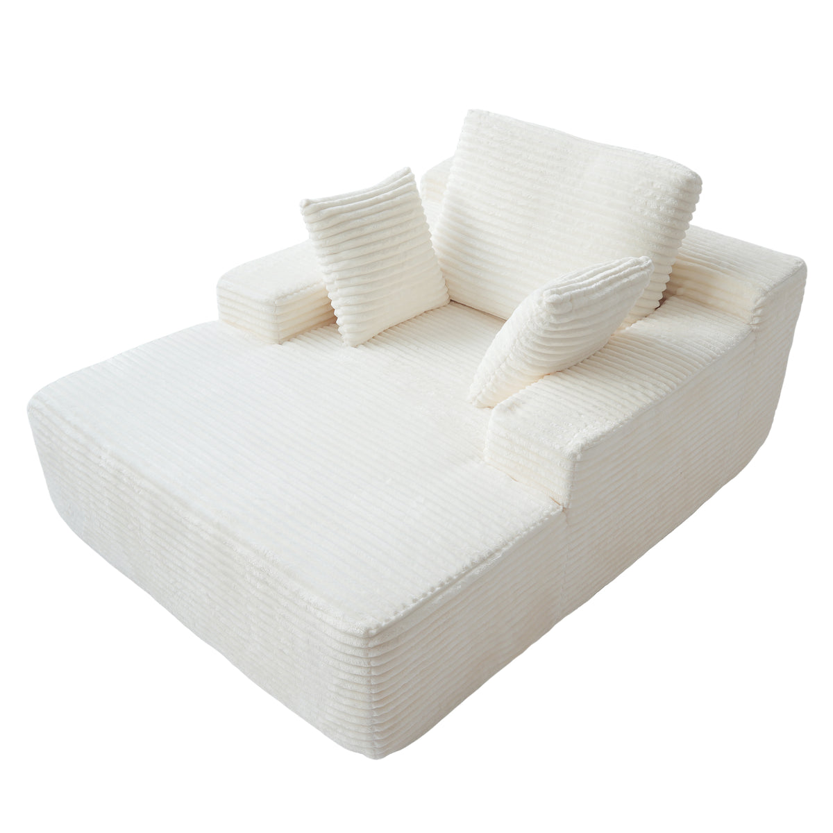 Corduroy Chaise Lounge Chair with Pillows