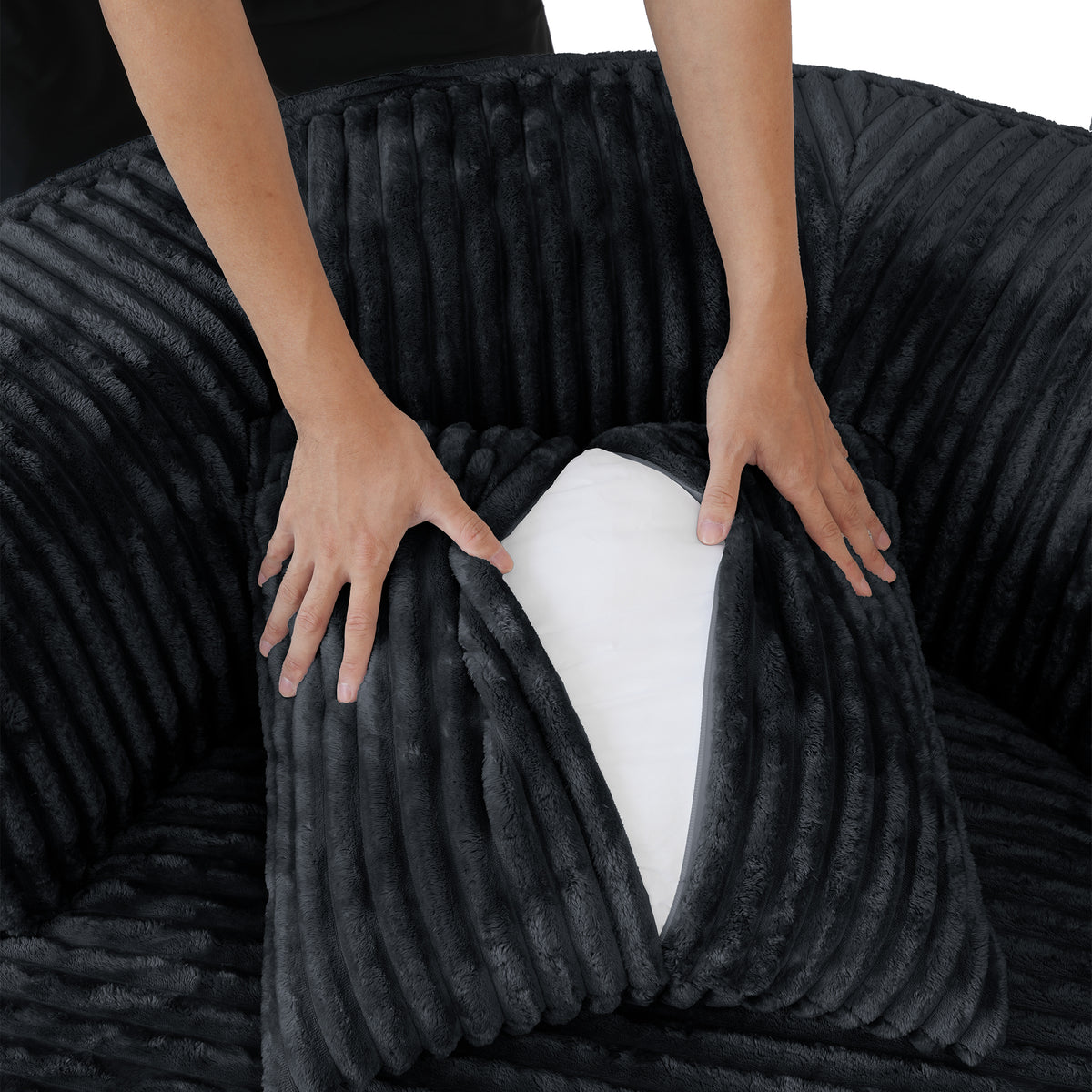 Contemporary Round Corduroy Accent Chair with Pillows