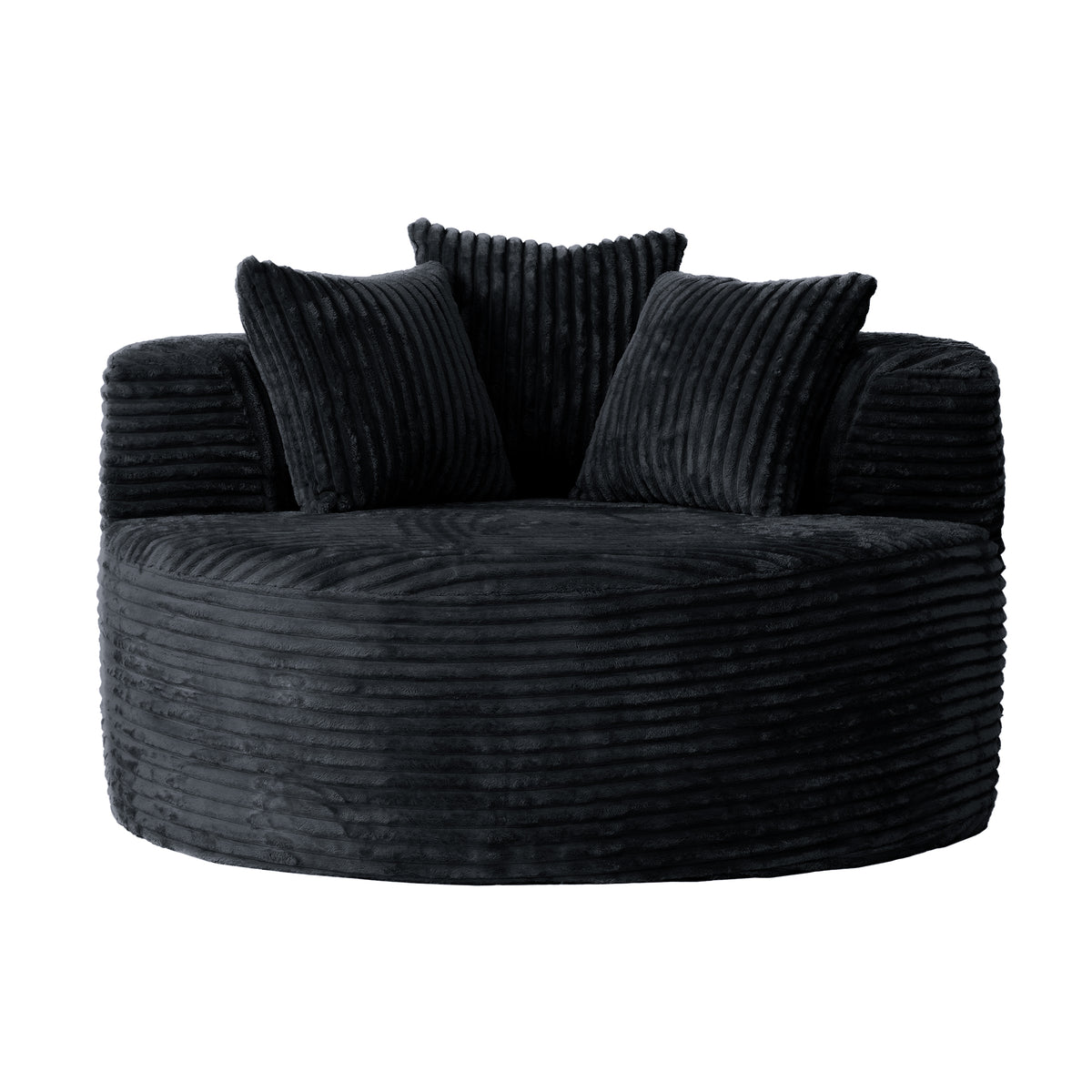 Contemporary Round Corduroy Accent Chair with Pillows