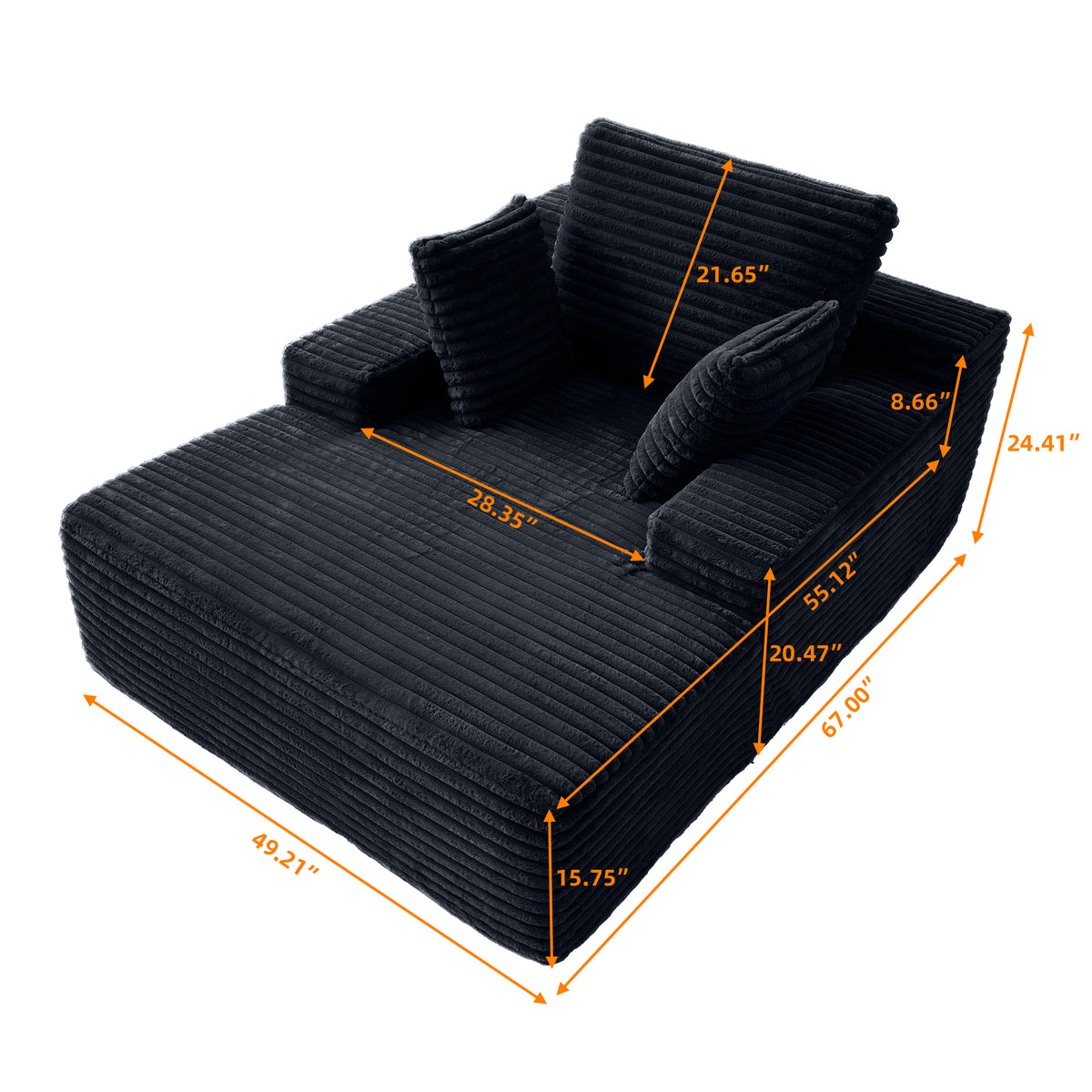 Corduroy Chaise Lounge Chair with Pillows