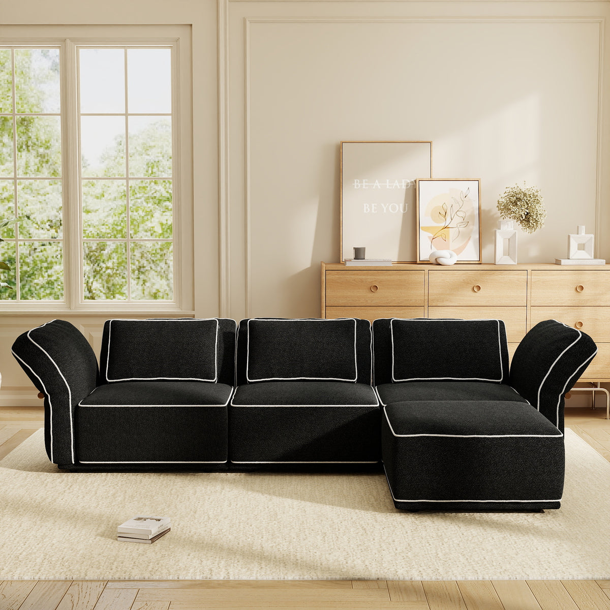 Modern Boucle Modular Sectional Sofa with Reversible Chaise