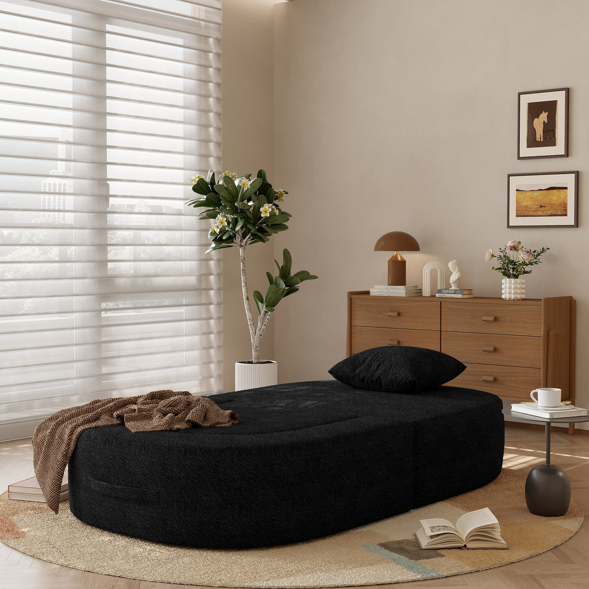 Convertible Teddy Upholstered Sleeper Chair Bed