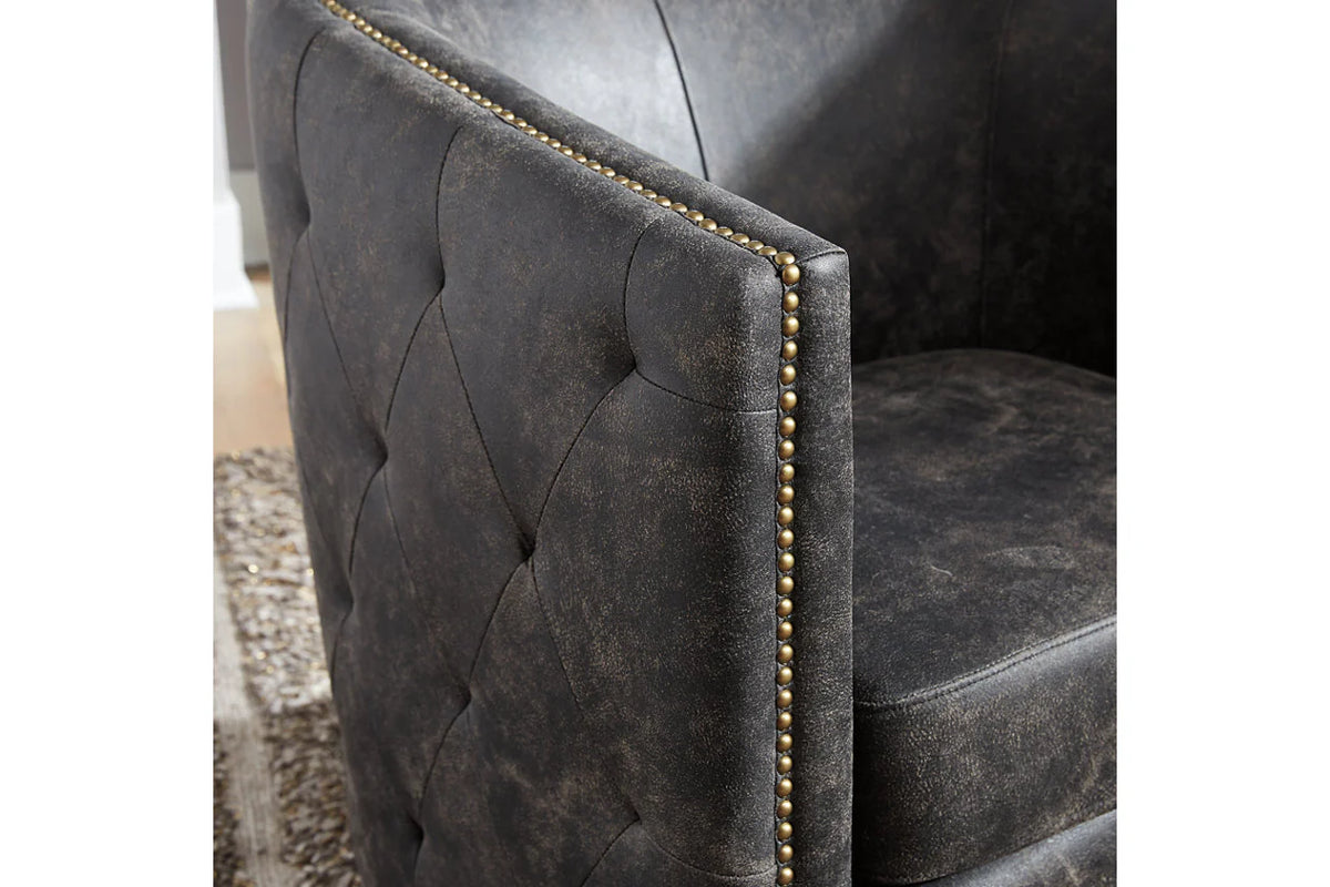 Sillón Brentlow giratorio en negro desgastado
