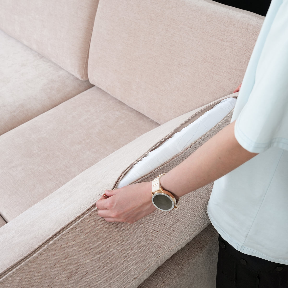 Modern Linen-Look L-Shaped Sectional