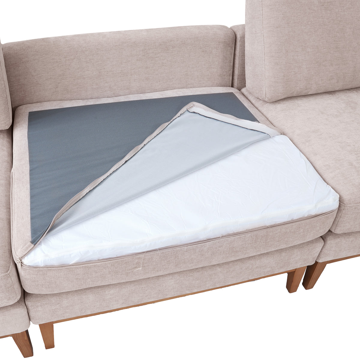 Modern Linen-Look L-Shaped Sectional