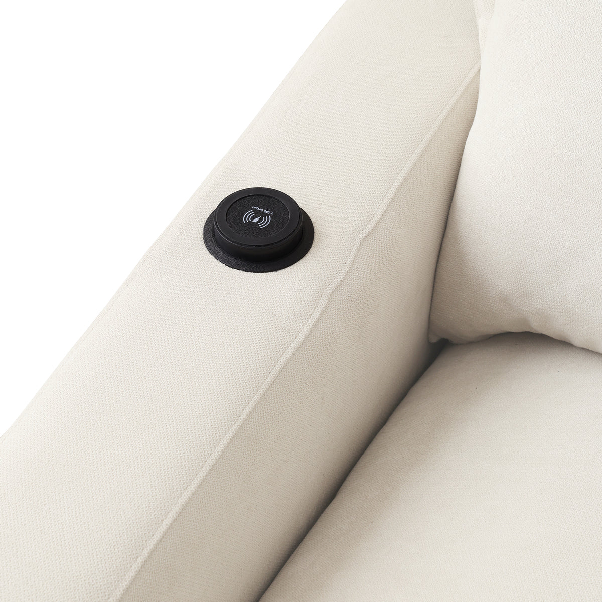 Contemporary Linen-Look Sectional with Wireless Charging