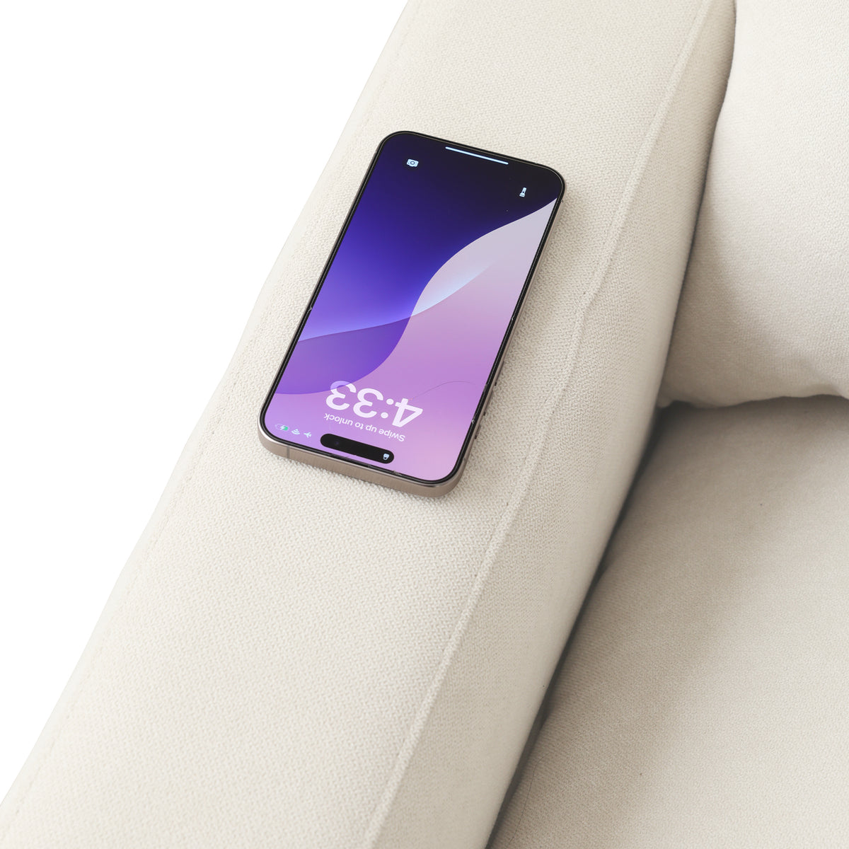 Contemporary Linen-Look Sectional with Wireless Charging