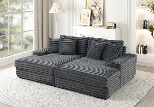 Chaise Lounge Loveseat, Gray or White