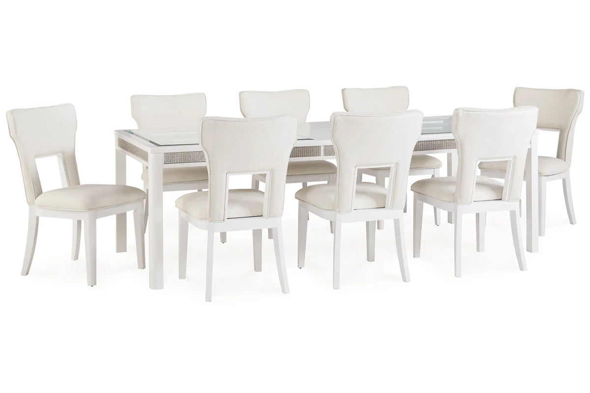 Chalanna White Dining Table & 8 Chairs