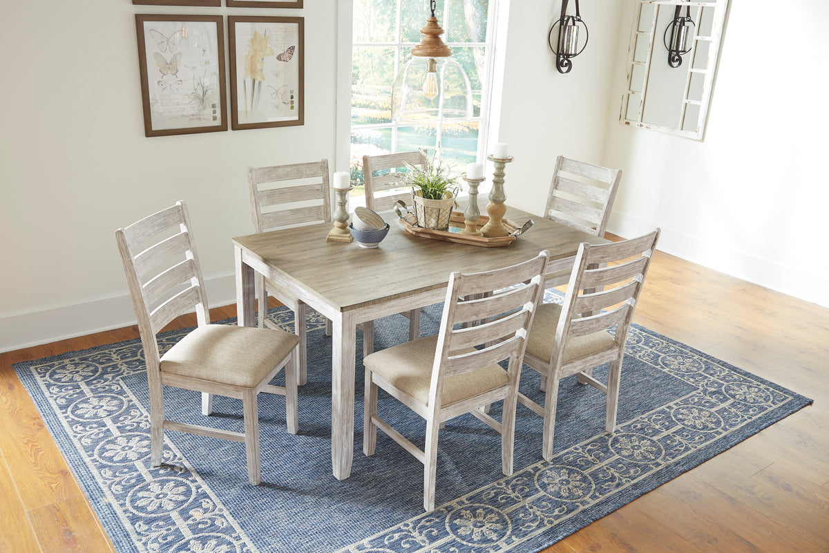 Skempton White & Light Brown 7-Piece Dining Set