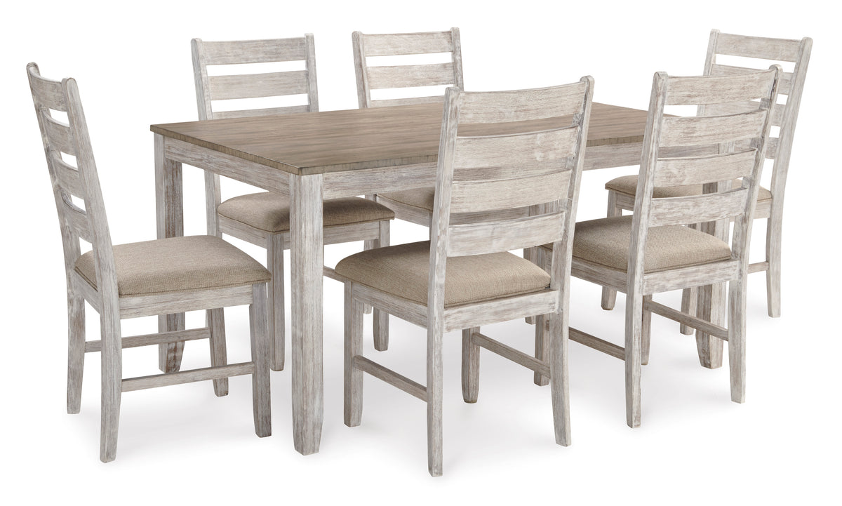 Skempton White & Light Brown 7-Piece Dining Set