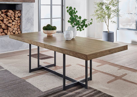 Tomtyn Light Brown Dining Extension Table &amp;  8 Chairs