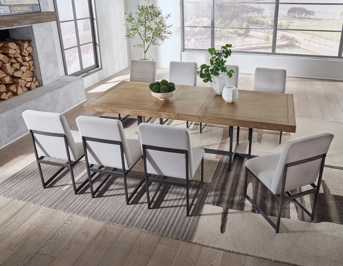 Tomtyn Light Brown Dining Extension Table &amp;  8 Chairs