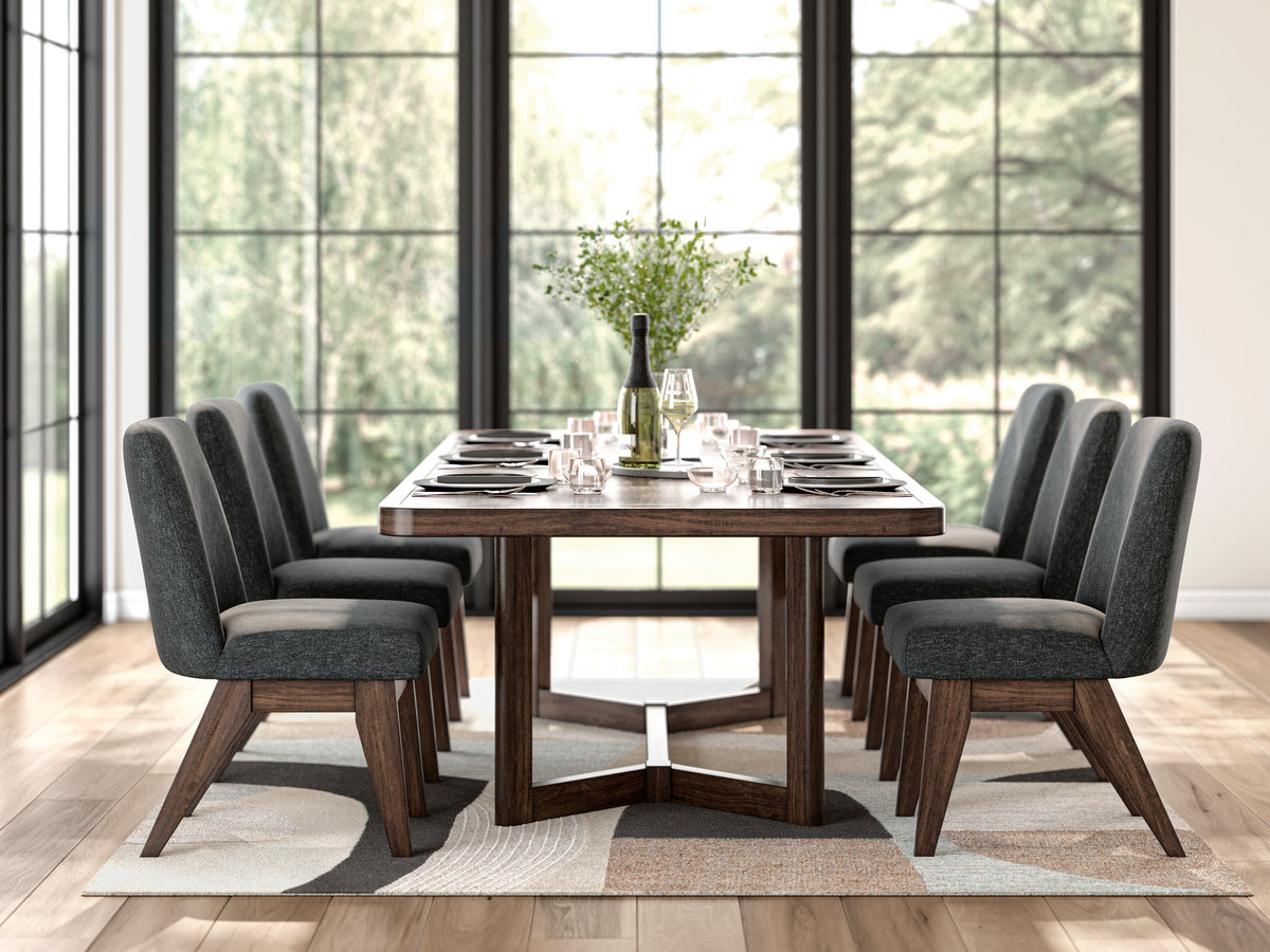 Kendamor Warm Brown Extension Table & 8 Chairs