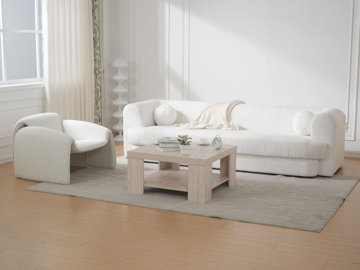 Sherpa White Wide-Seat Sofa