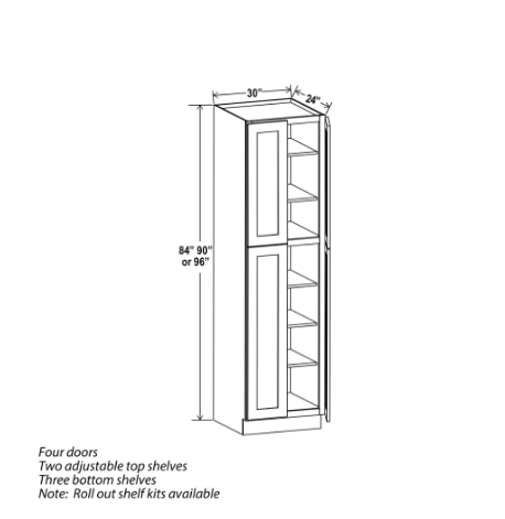 Navy Blue Shaker 24″ W Utility Pantry Cabinet