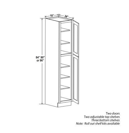 Gray Shaker 18″ W Utility Pantry Cabinet